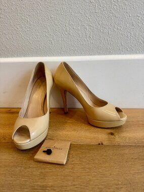 Cole Haan cream colored patent leather platform heels, 8.5, Nike Air edition